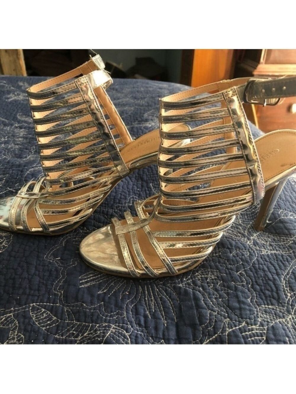 CHRISTIAN Siriano Size 6 Silver Cage Heels